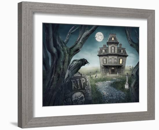 Haunted House-egal-Framed Art Print