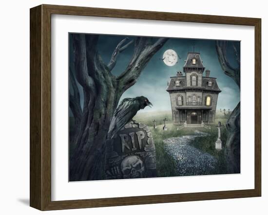 Haunted House-egal-Framed Art Print