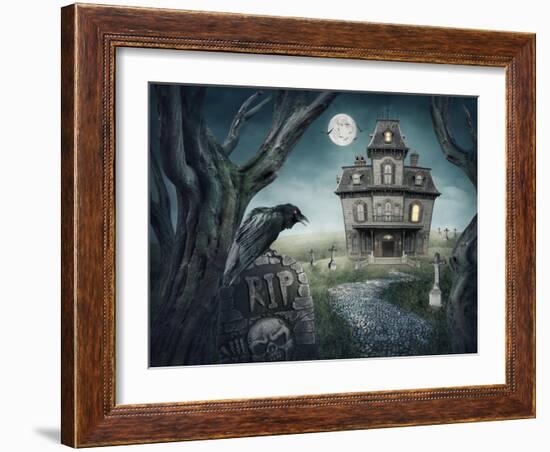 Haunted House-egal-Framed Art Print