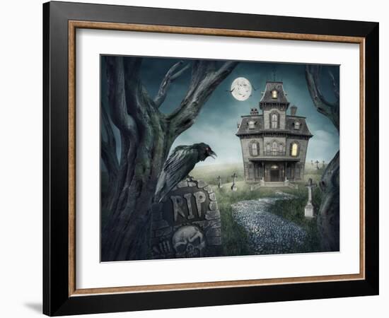 Haunted House-egal-Framed Art Print