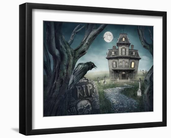 Haunted House-egal-Framed Art Print