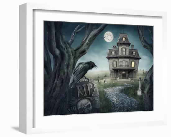 Haunted House-egal-Framed Art Print