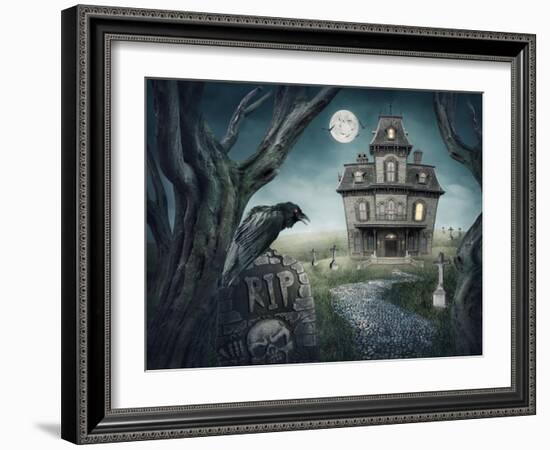 Haunted House-egal-Framed Art Print