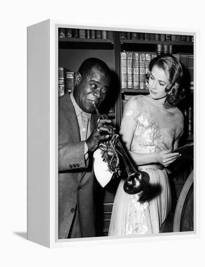 Haute societe, HIGH SOCIETY by CharlesWalters with Louis Armstrong and Grace Kelly, 1969 (b/w photo-null-Framed Stretched Canvas