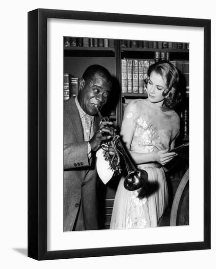 Haute societe, HIGH SOCIETY by CharlesWalters with Louis Armstrong and Grace Kelly, 1969 (b/w photo-null-Framed Photo