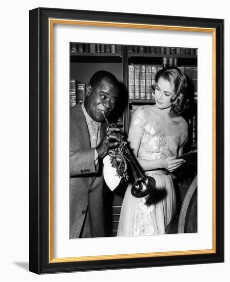 Haute societe, HIGH SOCIETY by CharlesWalters with Louis Armstrong and Grace Kelly, 1969 (b/w photo-null-Framed Photo