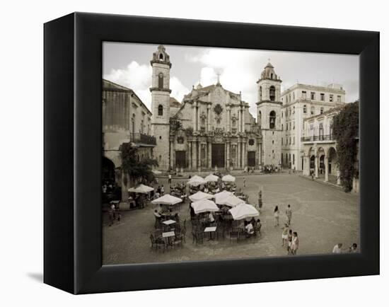 Havana, Cafe in Plaza De La Catedral, Havana, Cuba-Paul Harris-Framed Premier Image Canvas