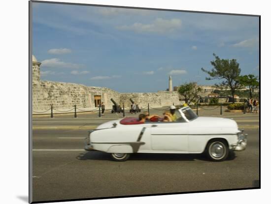 Havana, Classic Vintage American Car Driving on the Malecon, Havana, Cuba-Paul Harris-Mounted Photographic Print