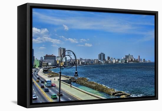 Havana, Cuba. Malecon along water-Bill Bachmann-Framed Premier Image Canvas