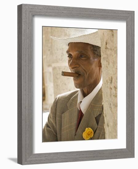 Havana, Cuban Man, Plaza De La Catedral, Havana, Cuba-Paul Harris-Framed Photographic Print