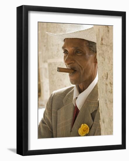 Havana, Cuban Man, Plaza De La Catedral, Havana, Cuba-Paul Harris-Framed Photographic Print