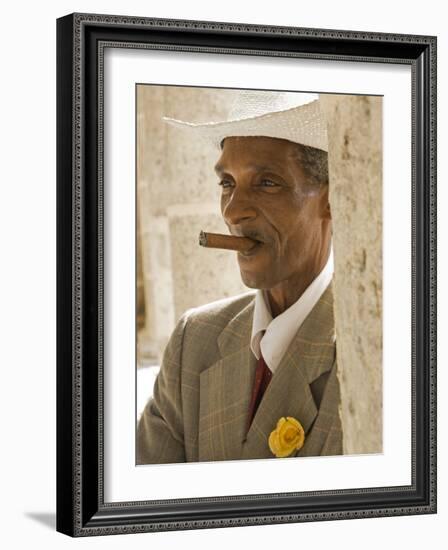 Havana, Cuban Man, Plaza De La Catedral, Havana, Cuba-Paul Harris-Framed Photographic Print