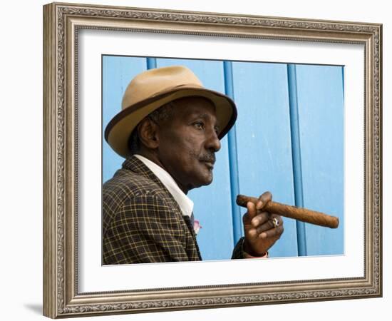 Havana, Cuban Man, Plaza De La Catedral, Havana, Cuba-Paul Harris-Framed Photographic Print