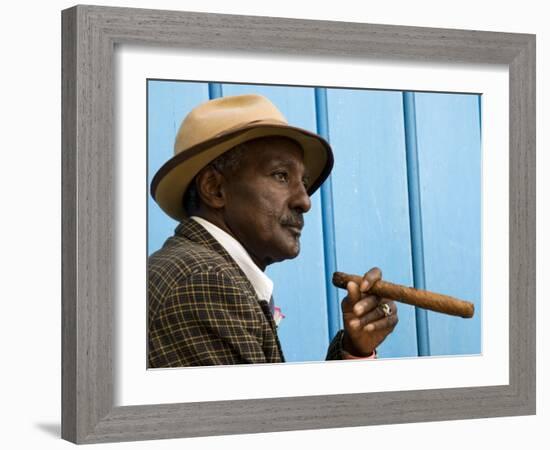 Havana, Cuban Man, Plaza De La Catedral, Havana, Cuba-Paul Harris-Framed Photographic Print