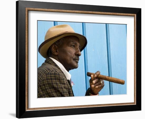 Havana, Cuban Man, Plaza De La Catedral, Havana, Cuba-Paul Harris-Framed Photographic Print