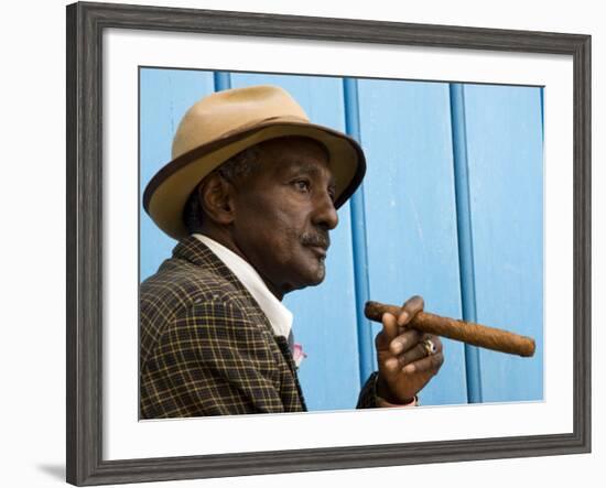 Havana, Cuban Man, Plaza De La Catedral, Havana, Cuba-Paul Harris-Framed Photographic Print