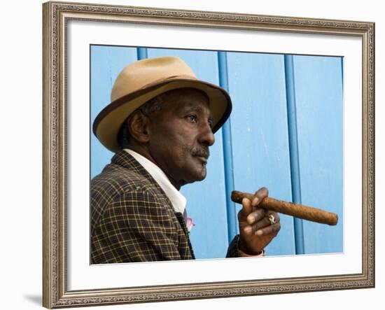 Havana, Cuban Man, Plaza De La Catedral, Havana, Cuba-Paul Harris-Framed Photographic Print