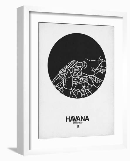 Havana Street Map Black on White-NaxArt-Framed Art Print