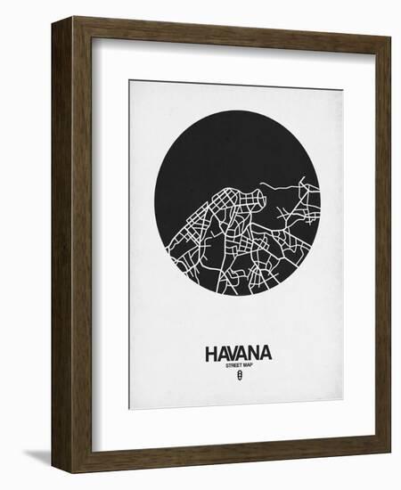 Havana Street Map Black on White-NaxArt-Framed Art Print