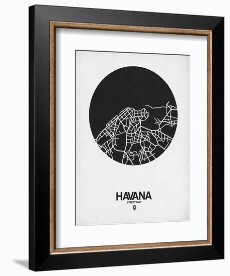 Havana Street Map Black on White-NaxArt-Framed Art Print