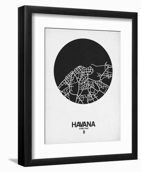 Havana Street Map Black on White-NaxArt-Framed Art Print