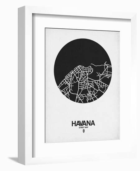 Havana Street Map Black on White-NaxArt-Framed Art Print