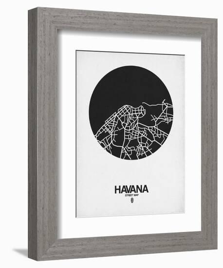 Havana Street Map Black on White-NaxArt-Framed Premium Giclee Print