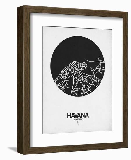 Havana Street Map Black on White-NaxArt-Framed Premium Giclee Print