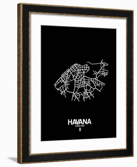 Havana Street Map Black-NaxArt-Framed Art Print