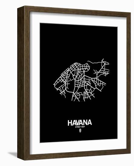 Havana Street Map Black-NaxArt-Framed Art Print