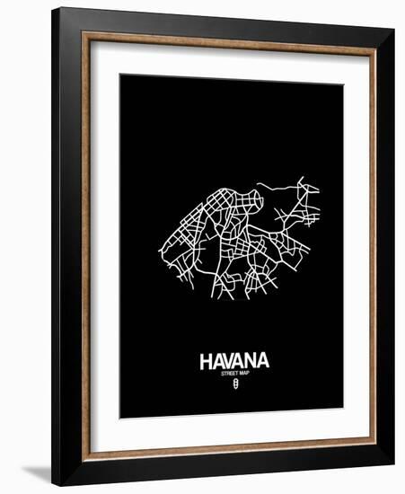 Havana Street Map Black-NaxArt-Framed Art Print