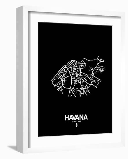 Havana Street Map Black-NaxArt-Framed Art Print