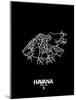 Havana Street Map Black-NaxArt-Mounted Art Print