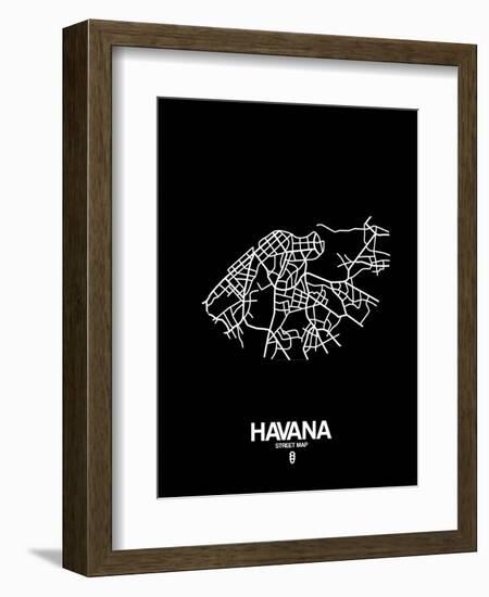 Havana Street Map Black-NaxArt-Framed Art Print