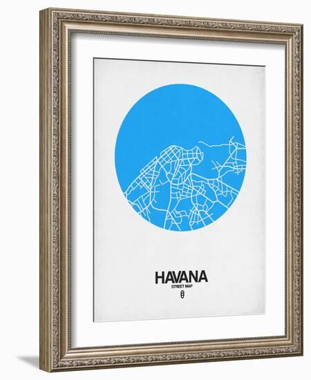 Havana Street Map Blue-NaxArt-Framed Art Print