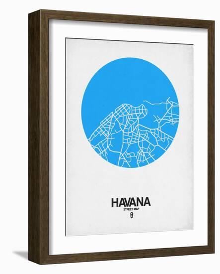 Havana Street Map Blue-NaxArt-Framed Art Print