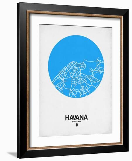 Havana Street Map Blue-NaxArt-Framed Art Print