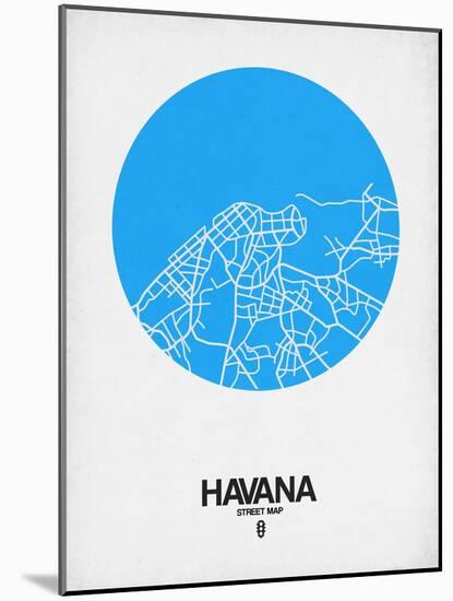 Havana Street Map Blue-NaxArt-Mounted Art Print