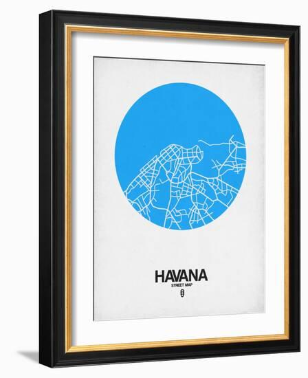 Havana Street Map Blue-NaxArt-Framed Art Print