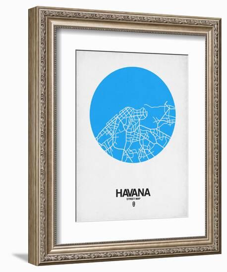 Havana Street Map Blue-NaxArt-Framed Art Print