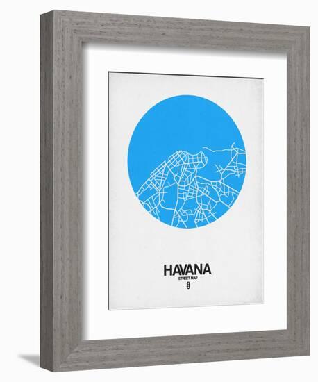 Havana Street Map Blue-NaxArt-Framed Art Print