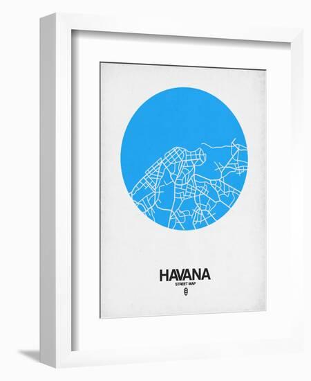 Havana Street Map Blue-NaxArt-Framed Art Print