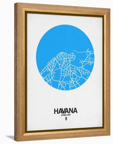 Havana Street Map Blue-NaxArt-Framed Stretched Canvas