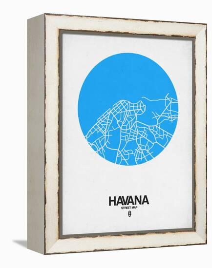 Havana Street Map Blue-NaxArt-Framed Stretched Canvas