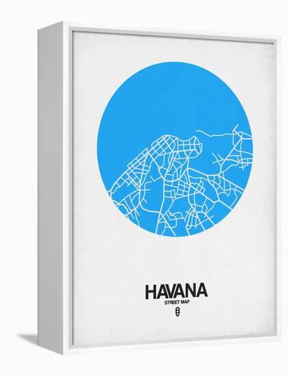 Havana Street Map Blue-NaxArt-Framed Stretched Canvas