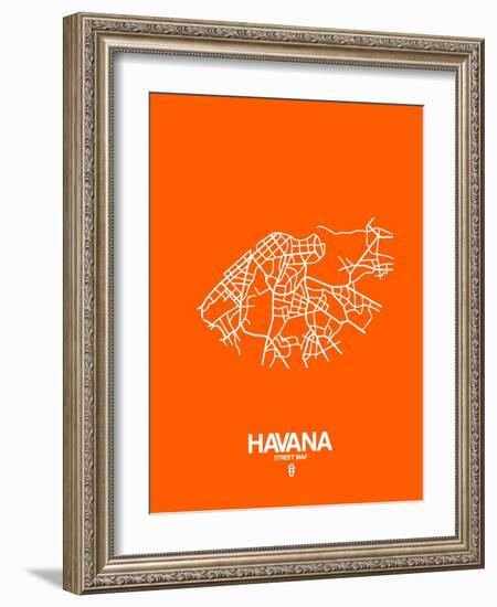 Havana Street Map Orange-NaxArt-Framed Art Print