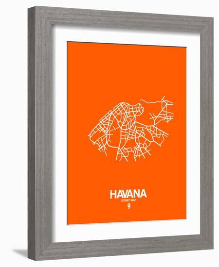 Havana Street Map Orange-NaxArt-Framed Art Print