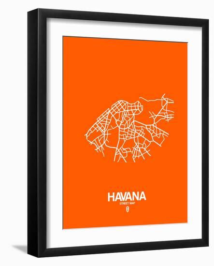 Havana Street Map Orange-NaxArt-Framed Art Print