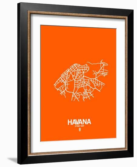 Havana Street Map Orange-NaxArt-Framed Art Print