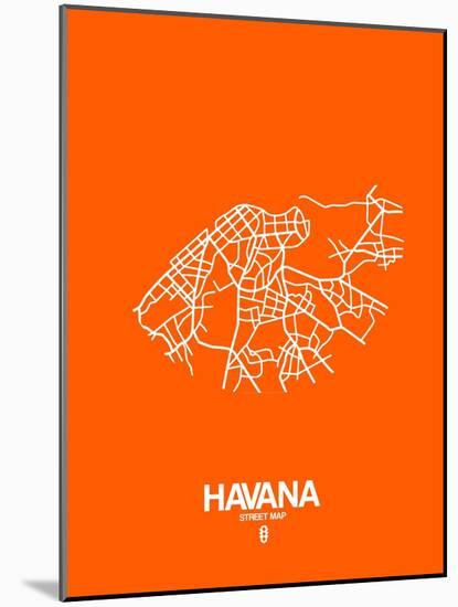 Havana Street Map Orange-NaxArt-Mounted Art Print